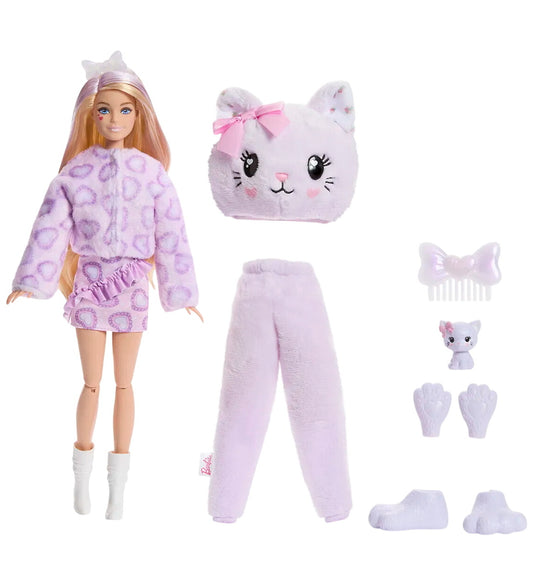 Barbie Pop - Cutie Onthul Sweet Strikjes - Purple Het kitten - Barbie - OneSize - Poppen