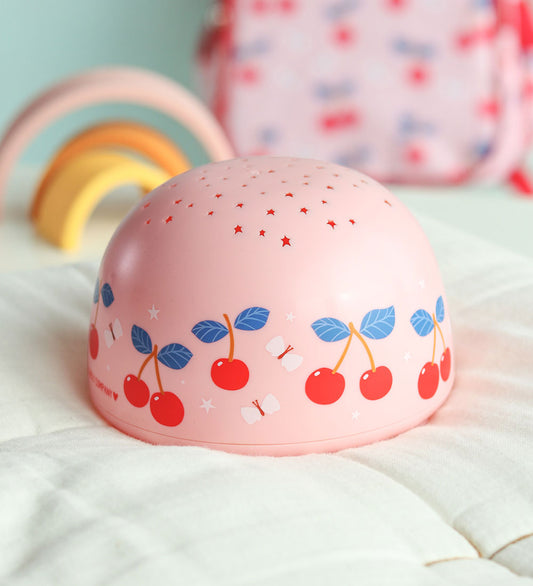 A Little Lovely Company Projectielamp - 14x9 cm - Kersen - A Little Lovely Company - OneSize - Nachtlampen