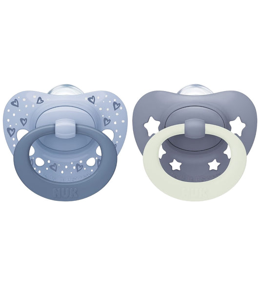 Nuk Fopspenen - 2-pack - First Choice - Dag & Nacht - Blauw - Nuk - 0-6 mnd - Fopspenen