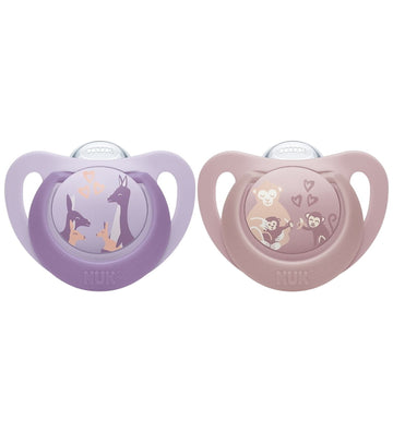Nuk Fopspenen - 2-pack - First Choice - Monkey/Kangoeroe - Lilac - Nuk - 6-18 mnd - Fopspenen