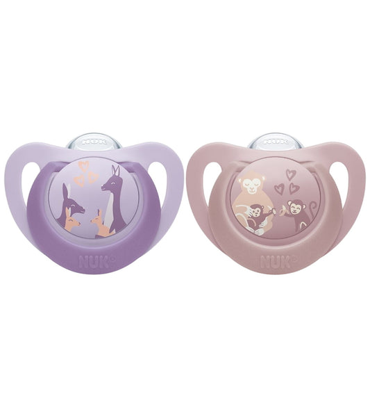 Nuk Fopspenen - 2-pack - First Choice - Monkey/Kangoeroe - Lilac - Nuk - 6-18 mnd - Fopspenen