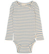 Petit Piao Romper l/s - Rib/Modaal - PPSky - Infinity Striped - Petit Piao - 74 - Rompers Lange Mouw