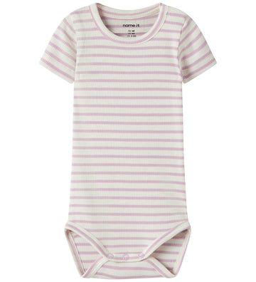 Name It Romper s/s - Rib - Noos - NbnBani - Geurig Lilac - Name It - 74 - Rompers Korte Mouw