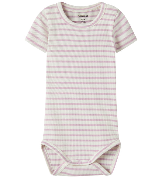 Name It Romper s/s - Rib - Noos - NbnBani - Geurig Lilac - Name It - 74 - Rompers Korte Mouw
