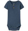 Name It Romper s/s - Rib - Noos - NbmKab - Vintage Indigo/Melang - Name It - 50 - Rompers Korte Mouw