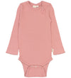 Petit Piao Romper l/s - Rib/Modaal - PPSea - Dusty Rose - Petit Piao - 74 - Rompers Lange Mouw