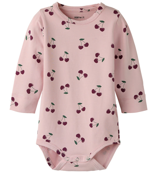 Name It Romper l/s - NbfFiora - Violet Ice/Kersen - Name It - 74 - Rompers Lange Mouw