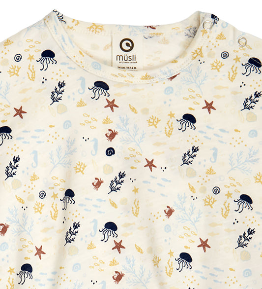 Müsli Romper s/s - Sea - Tofu/Hennep/Navy - Müsli - 1 jaar (80) - Rompers Korte Mouw
