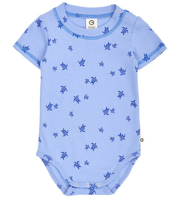 Müsli Romper s/s - Turtle - Azure Blue/Shell Blue - Müsli - 74 - Rompers Korte Mouw