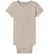 MarMar Romper s/s - Rib - Katoen/Modaal - Light Beige Melange - MarMar - 74 - Rompers Korte Mouw