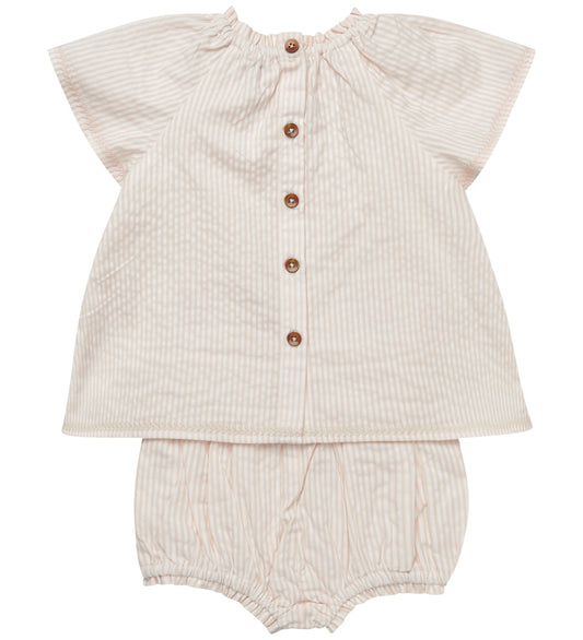Copenhagen Colors Zomerset - Shirt/Babyshort - Dusty Rose/Cream - Copenhagen Colors - 1 jaar (80) - Babyshorts