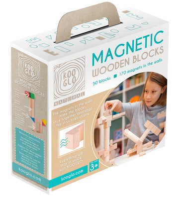 Kooglo Magnetisch Bouwblokken - Hout - 50 st. - Basic Natural - Kooglo - OneSize - Magnetisch speelgoed