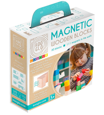 Kooglo Magnetisch Bouwblokken - Hout - 30 st. - Mini Colour - Kooglo - OneSize - Magnetisch speelgoed