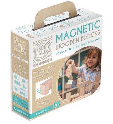 Kooglo Magnetisch Bouwblokken - Hout - 30 st. - Mini Natural - Kooglo - OneSize - Magnetisch speelgoed