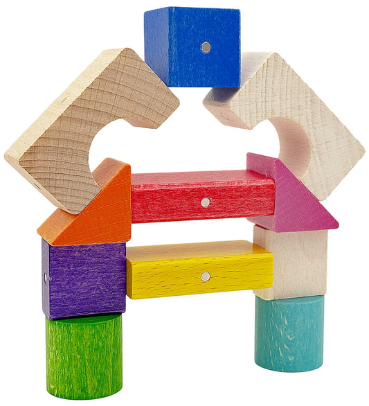 Kooglo Magnetisch Bouwblokken - Hout - 100 st. - MEGA Colour - Kooglo - OneSize - Magnetisch speelgoed