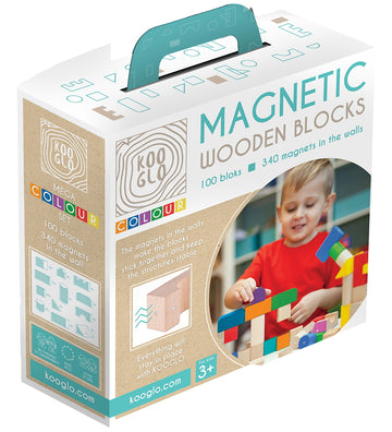 Kooglo Magnetisch Bouwblokken - Hout - 100 st. - MEGA Colour - Kooglo - OneSize - Magnetisch speelgoed