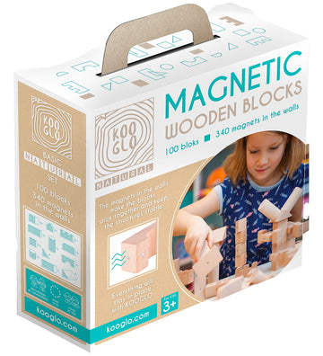 Kooglo Magnetisch Bouwblokken - Hout - 100 st. - MEGA Natural - Kooglo - OneSize - Magnetisch speelgoed