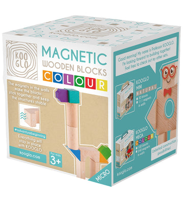 Kooglo Magnetisch Bouwblokken - Hout - 10 st. - Micro Colour Gev - Kooglo - OneSize - Magnetisch speelgoed