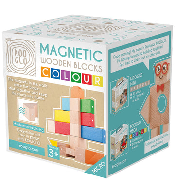 Kooglo Magnetisch Bouwblokken - Hout - 17 st. - Micro Colour Sk - Kooglo - OneSize - Magnetisch speelgoed