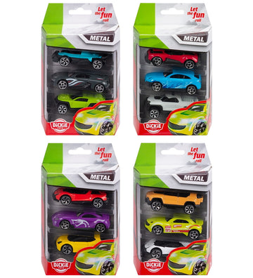 Dickie Toys Auto´s - Gegoten metalen voertuigen - 3-pack - Assor - Dickie Toys - OneSize - Auto´s