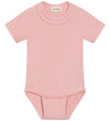Minymo Romper s/s - Rib - Katoen/Modaal - Rosy Tough m. Blond - Minymo - 68 - Rompers Korte Mouw