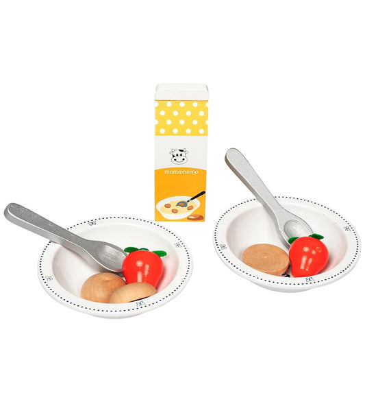 MaMaMeMo Speelgoedeten - Hout - Koude kom Set - 10 Onderdelen - MaMaMeMo - OneSize - Speelgoedeten