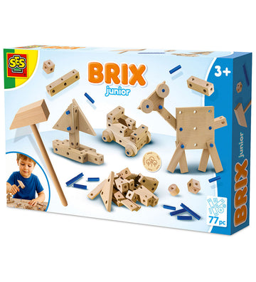 SES Creative Bouwwerf Speelset - 77 Onderdelen - Brix Junior - SES Creative - OneSize - Blokken