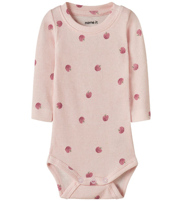 Name It Romper l/s - Rib - NbfFoapple - Wieg Roze - Name It - 68 - Rompers Lange Mouw