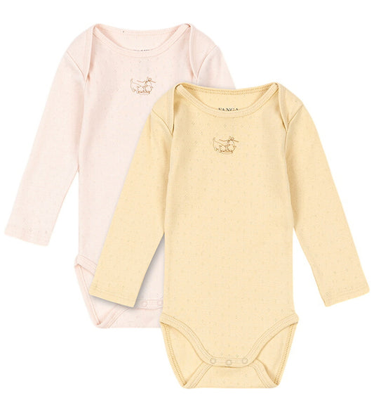 Fanga Fontana Rompers l/s - Bello - 2-pack - Banana Crepe/creool - Fanga Fontana - 1 jaar (80) - Rompers Lange Mouw