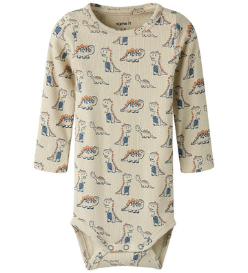 Name It Romper l/s - Rib - NbmFidius - Peyote - Name It - 68 - Rompers Lange Mouw