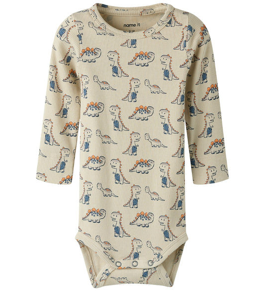 Name It Romper l/s - Rib - NbmFidius - Peyote - Name It - 68 - Rompers Lange Mouw