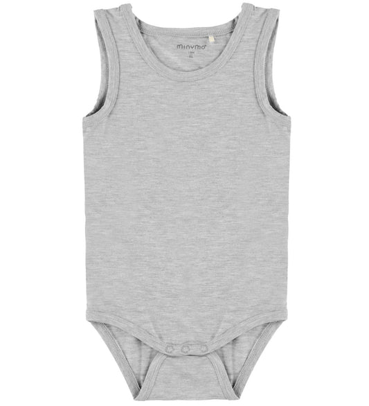 Minymo Romper mouwloos - Bamboe - Medium+ Grey Melange - Minymo - 1 jaar (80) - Rompers Mouwloos