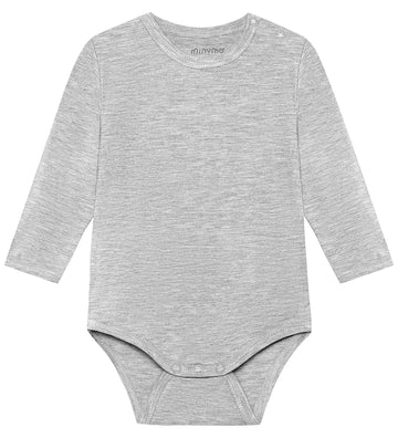Minymo Romper l/s - Viscose - Grey Melange - Minymo - 68 - Rompers Lange Mouw