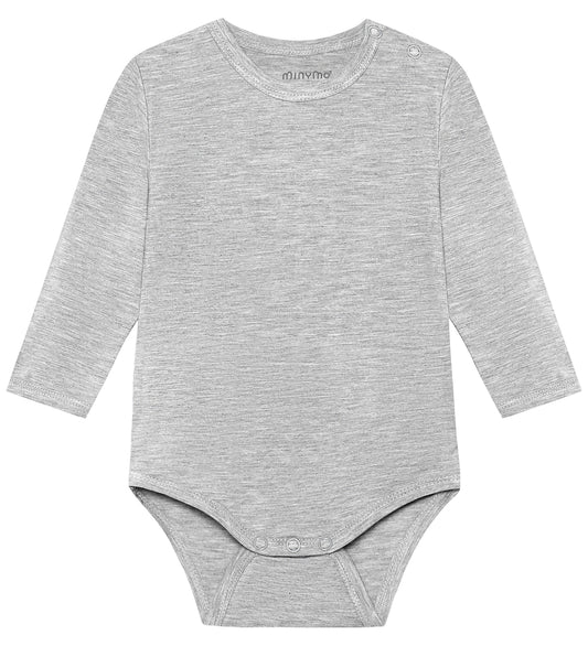 Minymo Romper l/s - Viscose - Grey Melange - Minymo - 68 - Rompers Lange Mouw