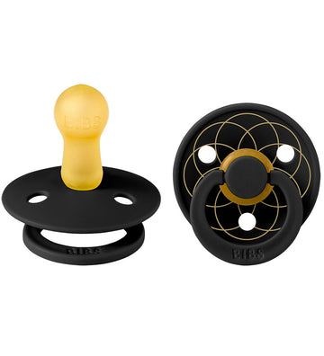 BIBS Colour Fopspenen - Maat 2 - Rond - 2-pack - Zwart/Goud - BIBS - 6-18 mnd - Fopspenen