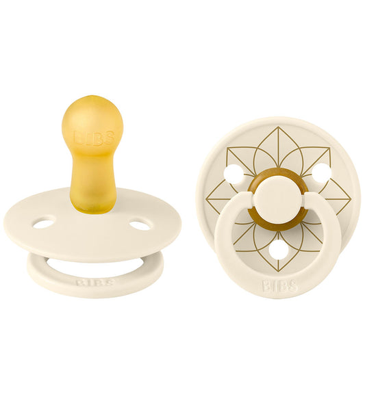 BIBS Colour Fopspenen - Maat 2 - Rond - 2-pack - Ivory/Goud - BIBS - 6-18 mnd - Fopspenen