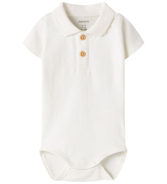 Name It Romper s/s - Pointelle - Polo - NbmHofman - Cloud Danser - Name It - 56 - Rompers Korte Mouw