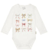 Hust and Claire Romper l/s - HCBritt Bow - Ivory m. Bows - Hust and Claire - 1 jaar (80) - Rompers Lange Mouw