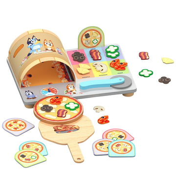 Bluey Speelset - Pizza Meisjes - Hout - 36 Onderdelen - Bluey - OneSize - Speelgoedeten