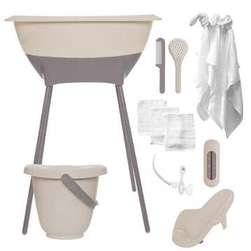 Bad & Verzorgingsset Luma Almond/Chalk Brown met Hydrofiele Starterset Ecru