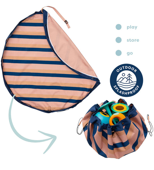 Play&Go Speelmat - Outdoor - Ø140 - Mokka Strepen - Play&Go - OneSize - Speelmaten