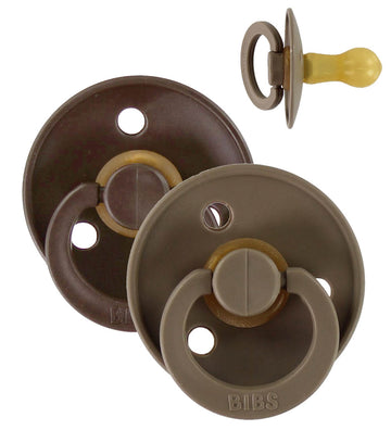 BIBS Colour Fopspenen - Maat 2 - 2-pack - Rond - Mocha/Dark Oak - BIBS - 6-18 mnd - Fopspenen