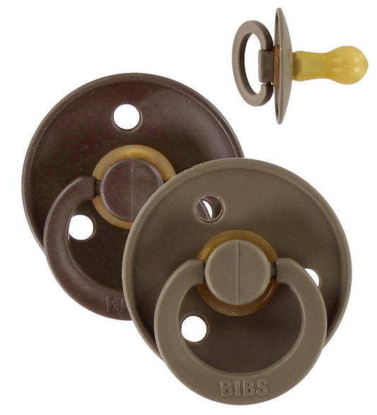 BIBS Colour Fopspenen - Maat 2 - 2-pack - Rond - Mocha/Dark Oak - BIBS - 6-18 mnd - Fopspenen