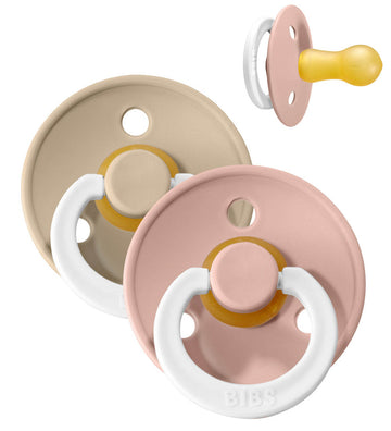 BIBS Colour Gloeiende spenen - Maat 1 - 2-pack - Rond - Blush/Va - BIBS - 0-6 mnd - Fopspenen