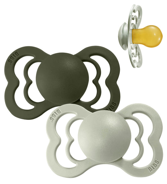 BIBS Supreme+ Fopspenen - Maat 2 - 2-pack - Symmetrisch - Sage/H - BIBS - 6-18 mnd - Fopspenen