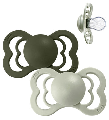 BIBS Supreme+ Fopspenen - Maat 1 - 2-pack - Symmetrisch - Sage/H - BIBS - 0-6 mnd - Fopspenen