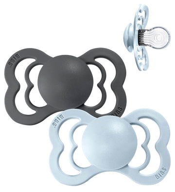 BIBS Supreme+ Fopspenen - Maat 1 - 2-pack - Symmetrisch - Iron/B - BIBS - 0-6 mnd - Fopspenen