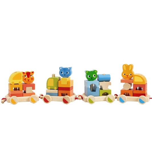 Djeco Activiteitstrein - 64 cm - 34 Onderdelen - Multicolour - Djeco - OneSize - Blokken