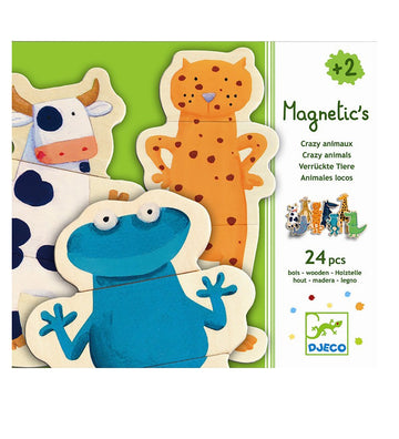 Djeco Magneten - 24 st. - Hout - Gek - Djeco - OneSize - Magnetisch speelgoed