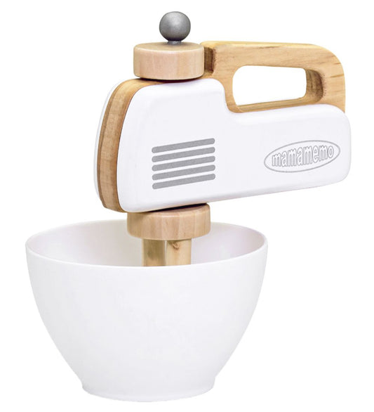 MaMaMeMo Handmixer m. Kom - Hout - Wit - MaMaMeMo - OneSize - Speelkeukens